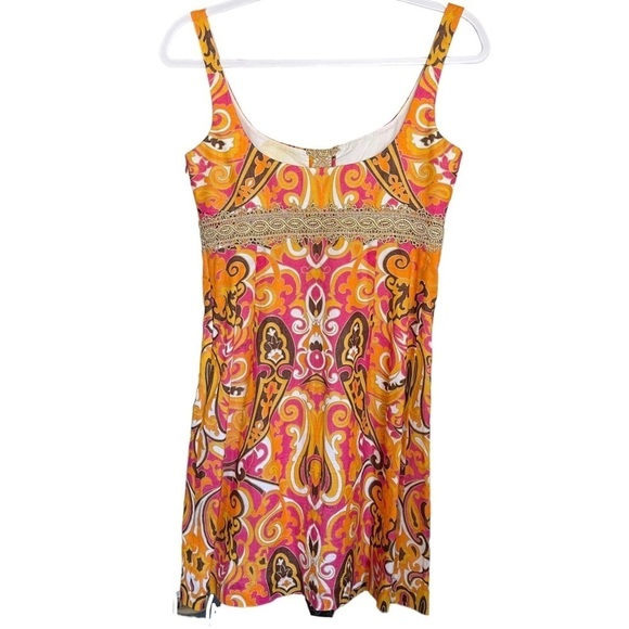 Milly of New York Paisley Print Scoop Neck Sleeveless Mini Dress Size 2 - Picture 2 of 13